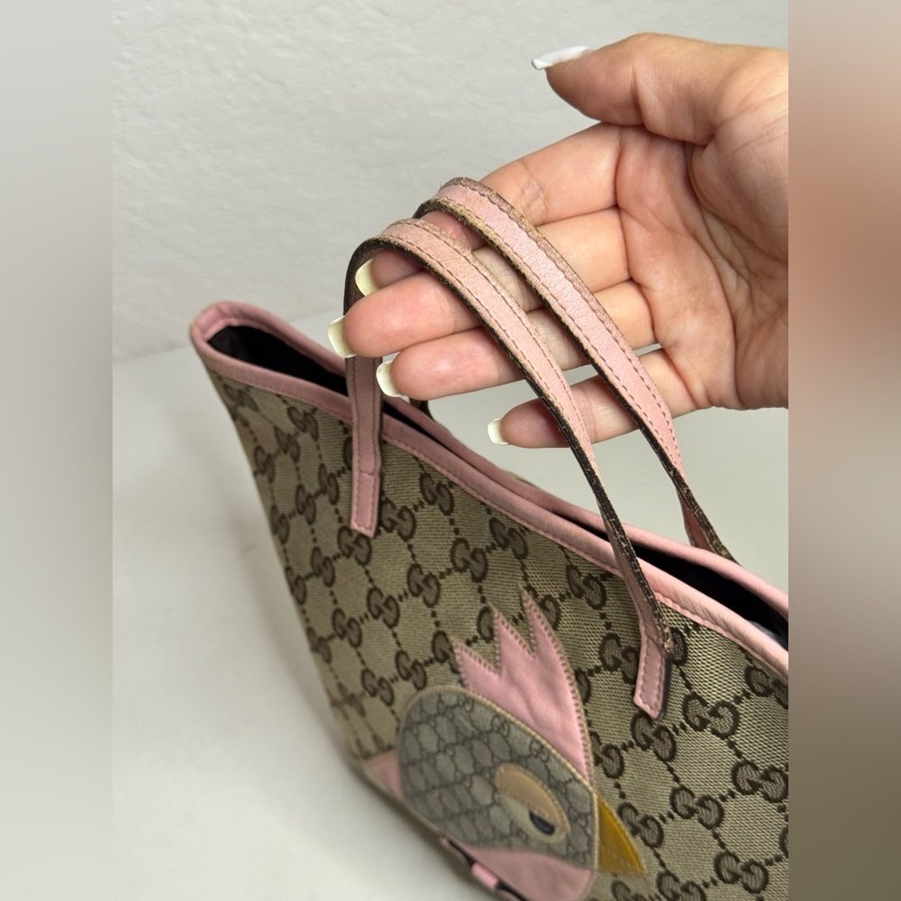 GUCCI GG Monogram Mini Zoo Bird Tote Pink - Picture 4 of 16